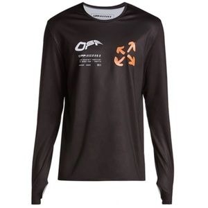 NEW Off White Off Active Long Sleeve Tee W/ Thumbhole Black/White/Orange Size L
